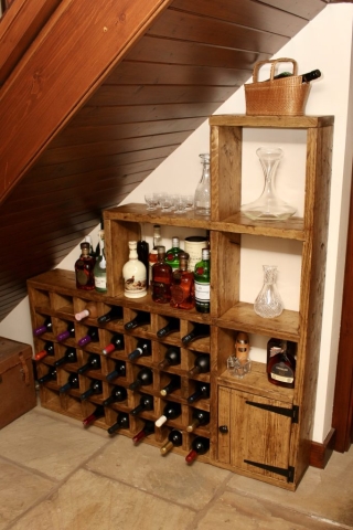 Wine rack, scaffold board